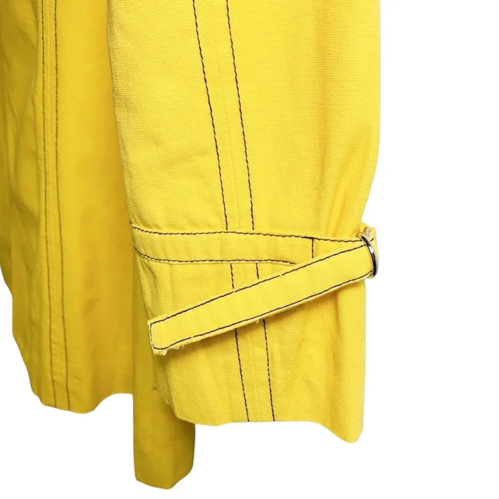 FRANCIS VALENTINE Double Breasted Cotton Trench Coat With Contrast Stitching - Picture 7 of 10